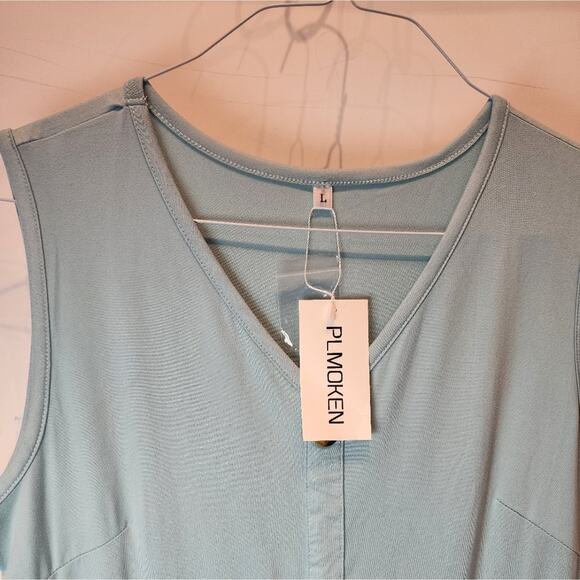 NWT Blue Sleeveless Sun Dress Soft Casual Summer  Blue Dress Size L - Picture 3 of 7